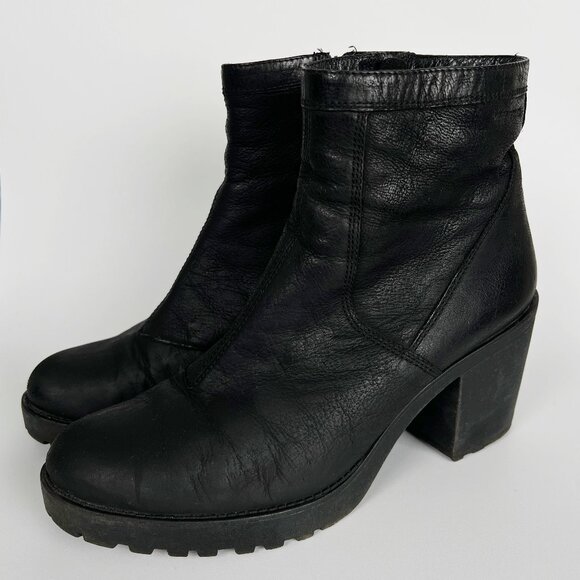 Urban Outfitters Vagabond Leather Boots Chunky Heel Platform Whimsigoth Booties - Picture 9 of 9
